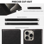For iPhone 13 Pro Max Leather Case Litchi Texture RFID Blocking Wallet Stand Phone Cover