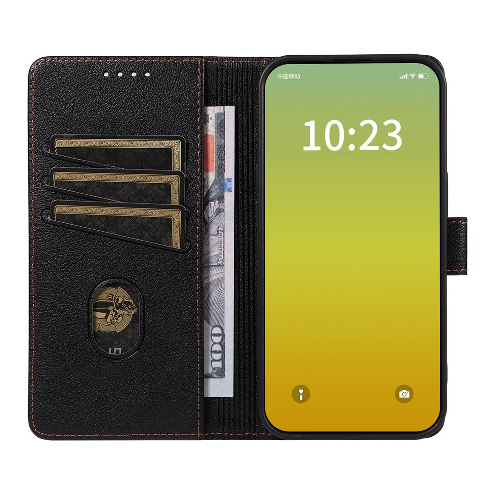 For iPhone 13 Pro Max Leather Case Litchi Texture RFID Blocking Wallet Stand Phone Cover