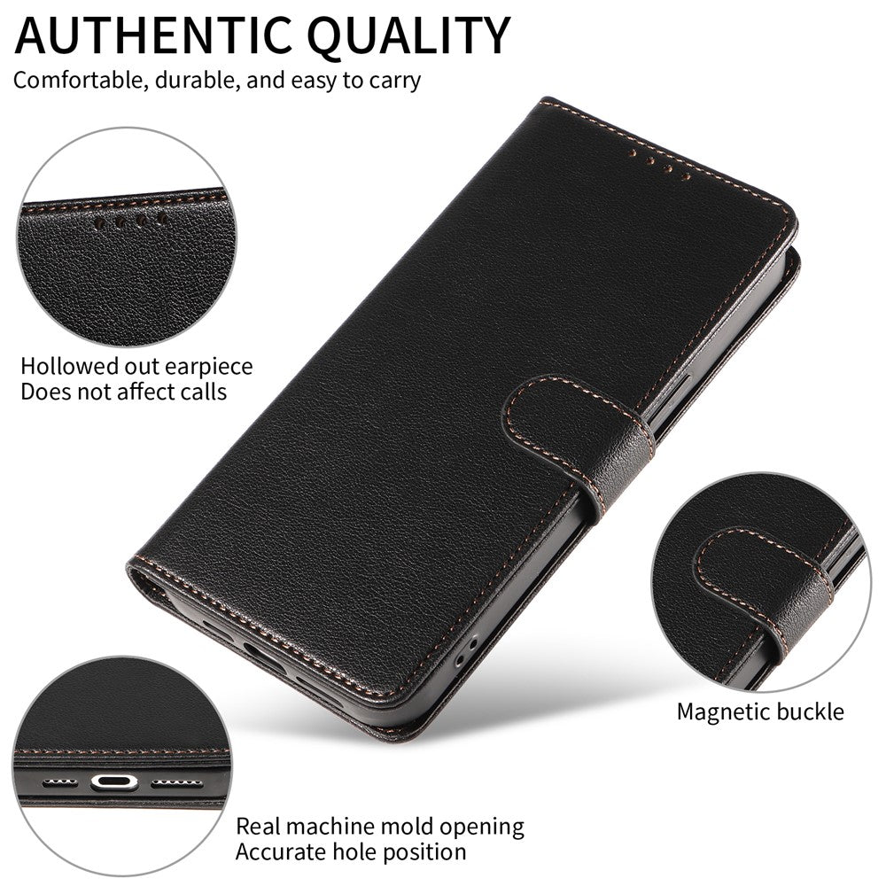 For iPhone 13 Pro Max Leather Case Litchi Texture RFID Blocking Wallet Stand Phone Cover