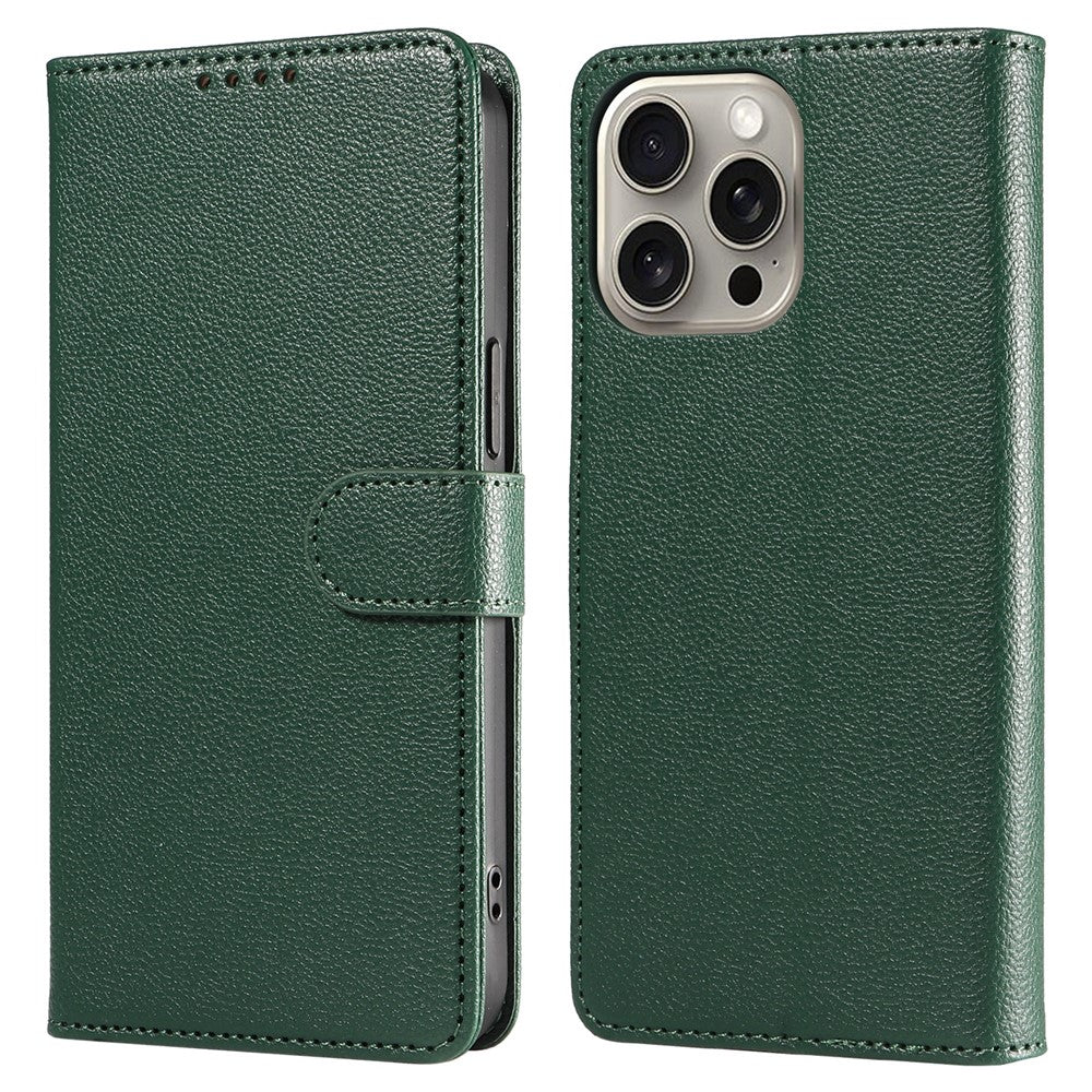 For iPhone 13 Pro Max Leather Case Litchi Texture RFID Blocking Wallet Stand Phone Cover