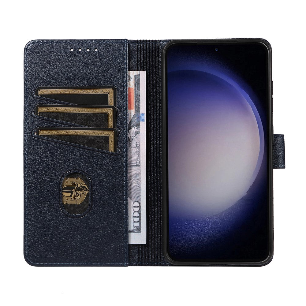 For Samsung Galaxy S23+ Leather Case Litchi Texture RFID Blocking Wallet Stand Phone Cover
