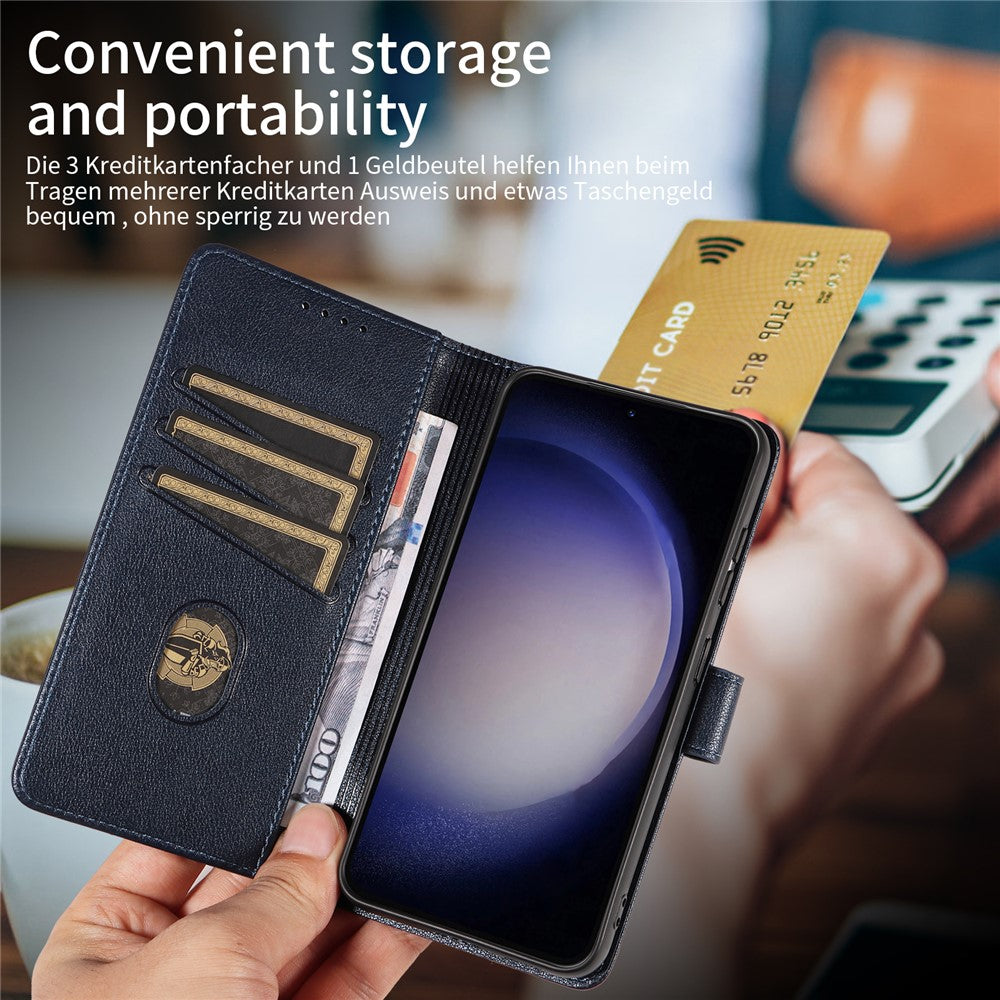 For Samsung Galaxy S23+ Leather Case Litchi Texture RFID Blocking Wallet Stand Phone Cover