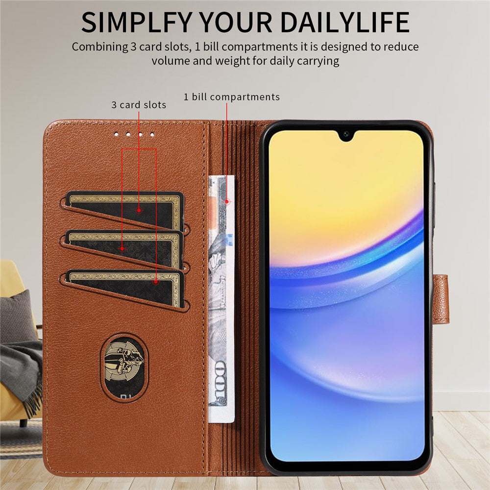 Til Samsung Galaxy A54 5G Lædercover Litchi Tekstur RFID-blokerende Pung Stativ Telefoncover