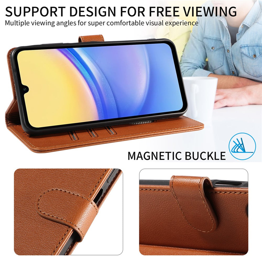 Til Samsung Galaxy A54 5G Lædercover Litchi Tekstur RFID-blokerende Pung Stativ Telefoncover