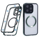 For iPhone 16 Pro Max Case Double Sides Tempered Glass Phone Cover Compatible with MagSafe Full Protector