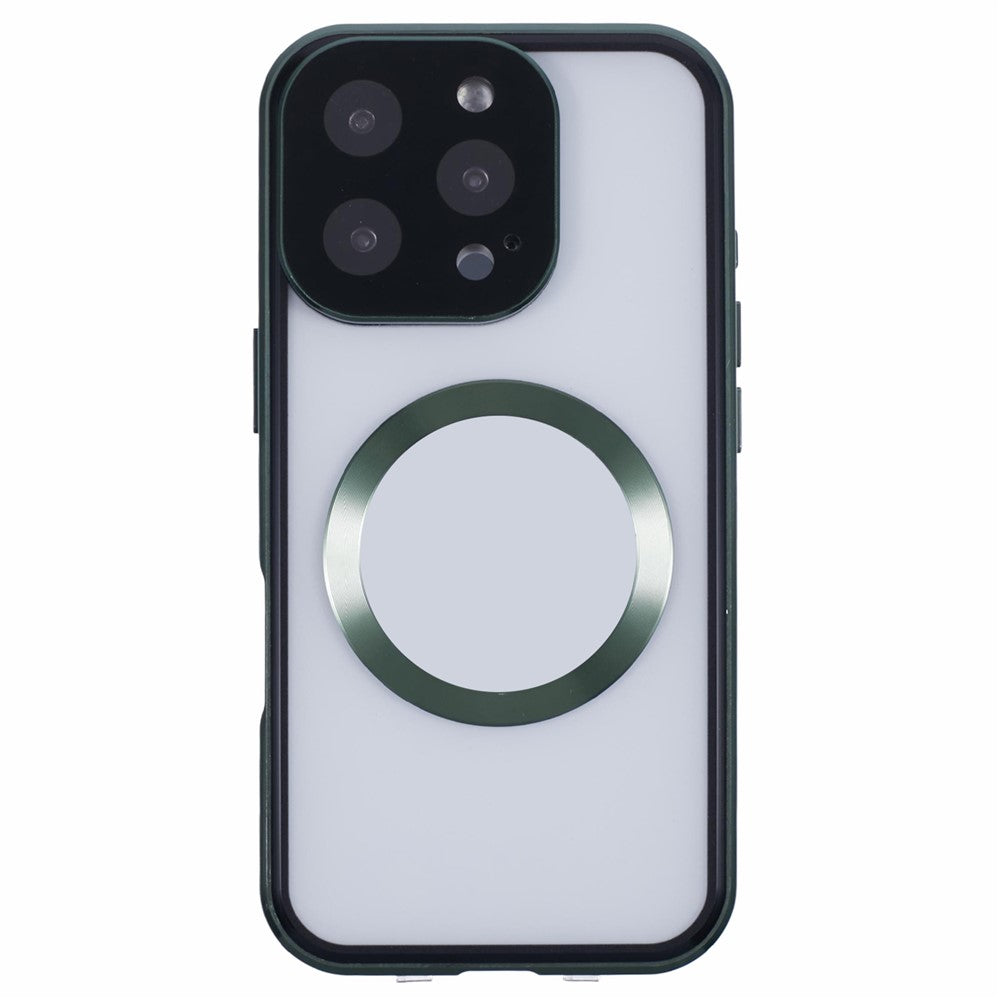 For iPhone 16 Pro Max Case Double Sides Tempered Glass Phone Cover Compatible with MagSafe Full Protector