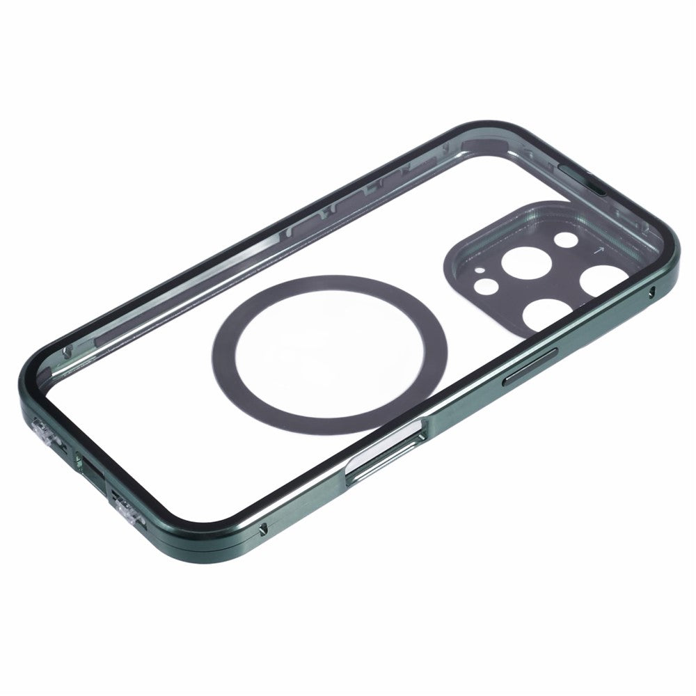 For iPhone 16 Pro Max Case Double Sides Tempered Glass Phone Cover Compatible with MagSafe Full Protector