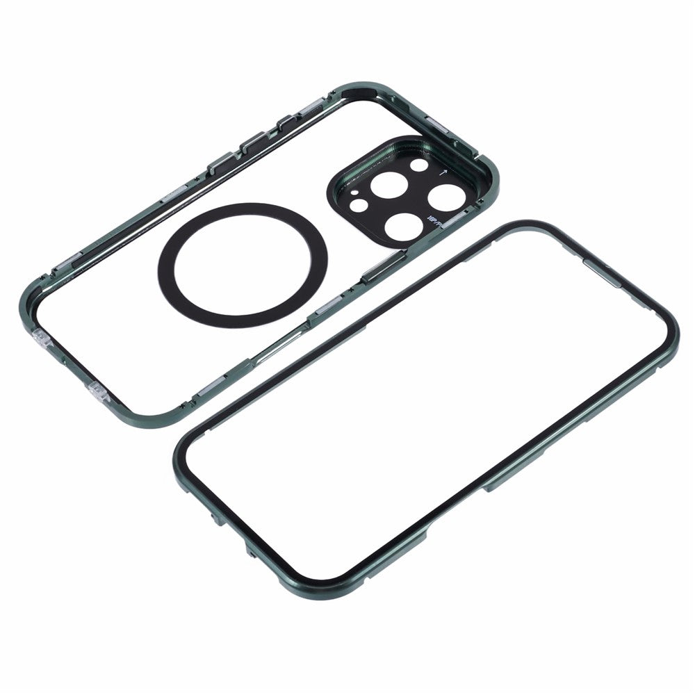 For iPhone 16 Pro Max Case Double Sides Tempered Glass Phone Cover Compatible with MagSafe Full Protector