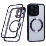 For iPhone 16 Pro Max Case Double Sides Tempered Glass Phone Cover Compatible with MagSafe Full Protector