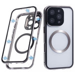 For iPhone 16 Pro Max Case Double Sides Tempered Glass Phone Cover Compatible with MagSafe Full Protector