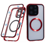 For iPhone 16 Pro Max Case Double Sides Tempered Glass Phone Cover Compatible with MagSafe Full Protector