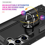 For Samsung Galaxy S25+ Case PC+TPU Phone Cover with Rotary Ring Kickstand