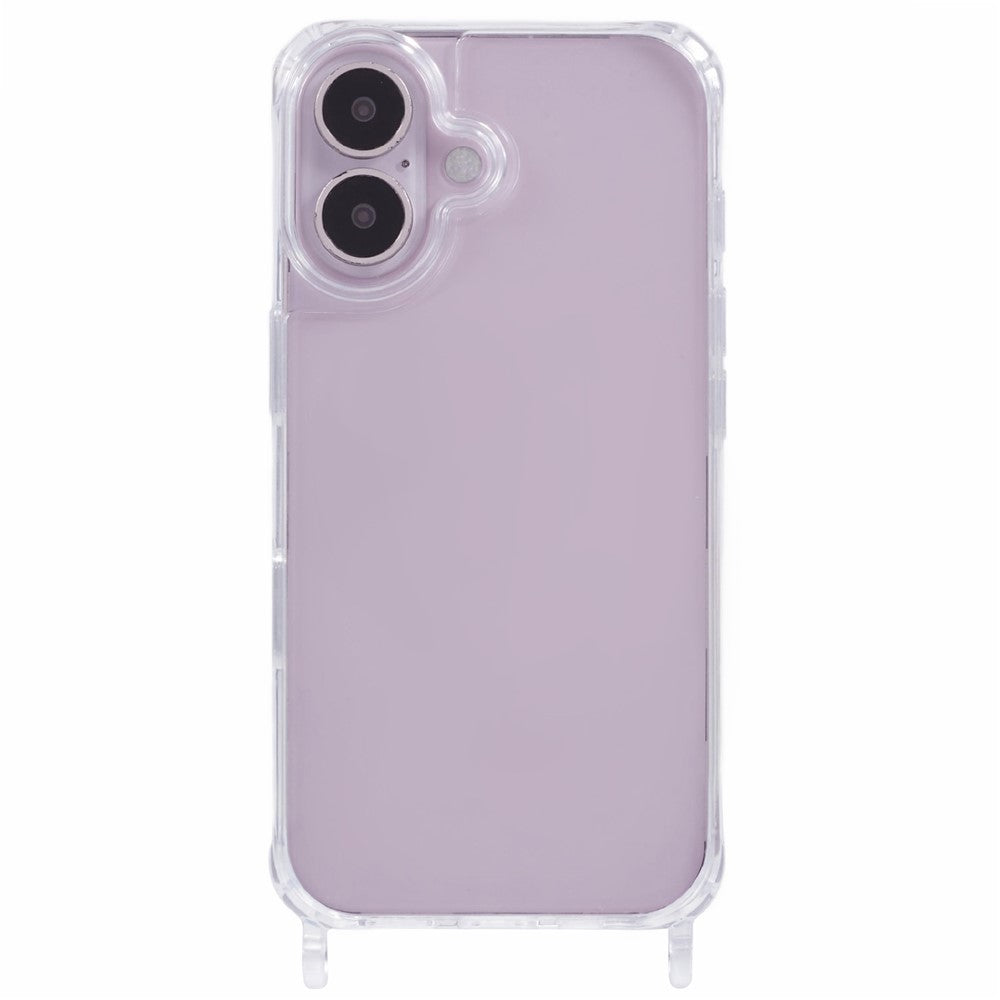 For iPhone 16 Plus Case PC+TPU 1.5mm Clear Phone Cover with Lanyard Holes