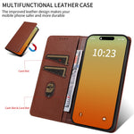 For iPhone 13 Pro Max Case RFID Blocking Strong Magnetic Leather Wallet Phone Cover