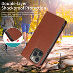 For iPhone 13 Pro Max Case RFID Blocking Strong Magnetic Leather Wallet Phone Cover