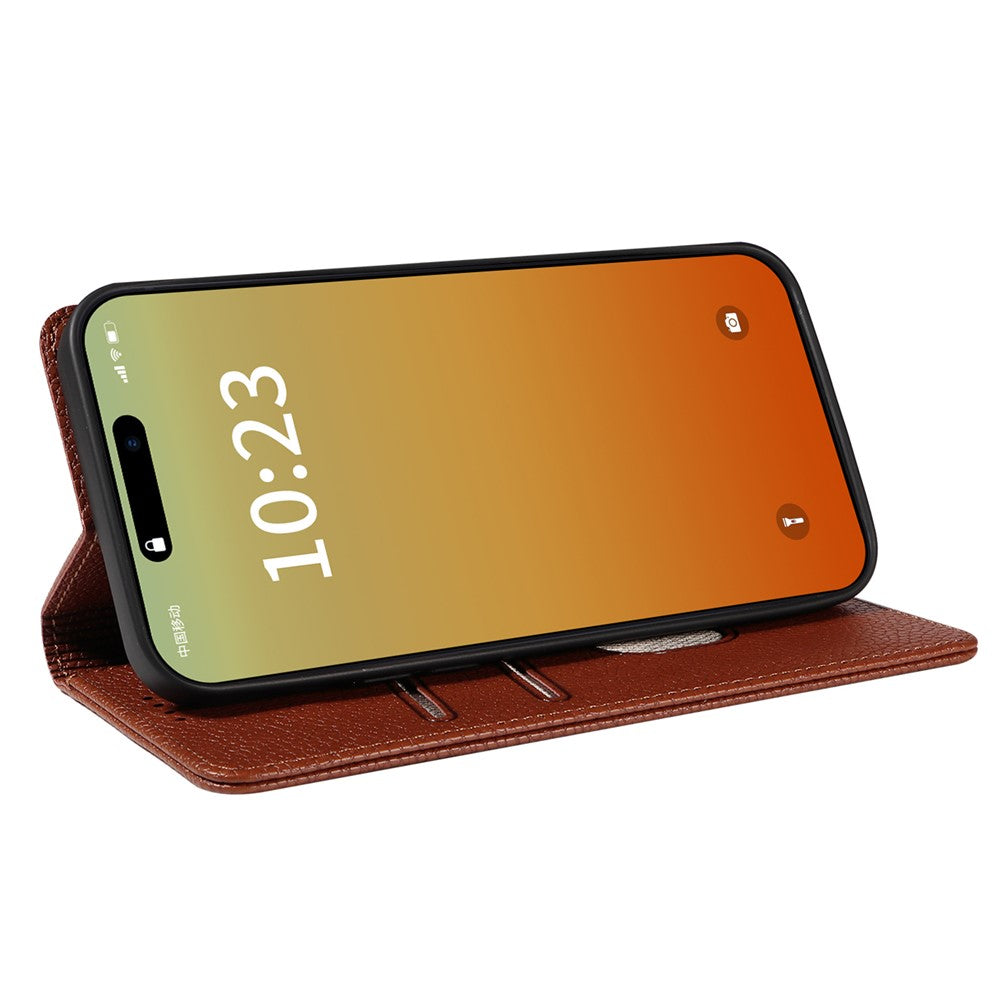 iPhone 13 Pro Max-skal RFID-blockerande starkt magnetiskt läderplånboksfodral