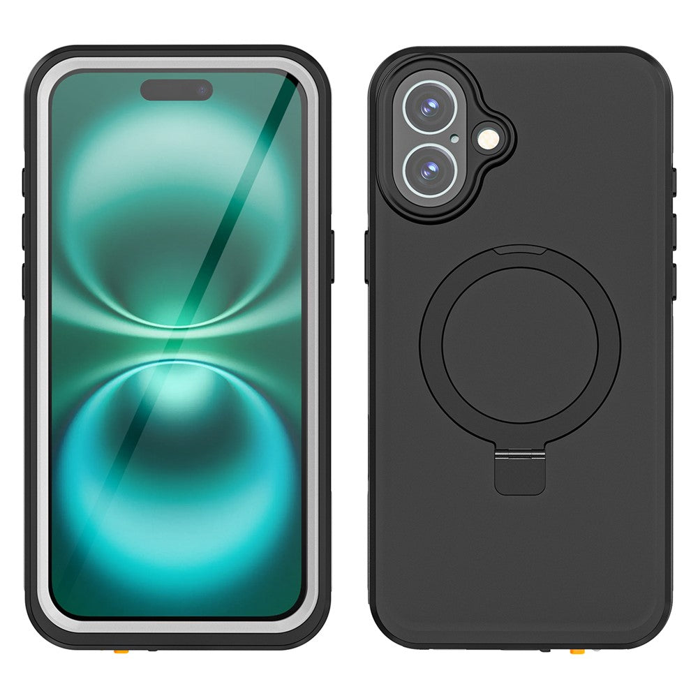 REDPEPPER IP68 Vandtæt Cover Til iPhone 16 Plus Telefon Bagcover Stander Kompatibel med MagSafe