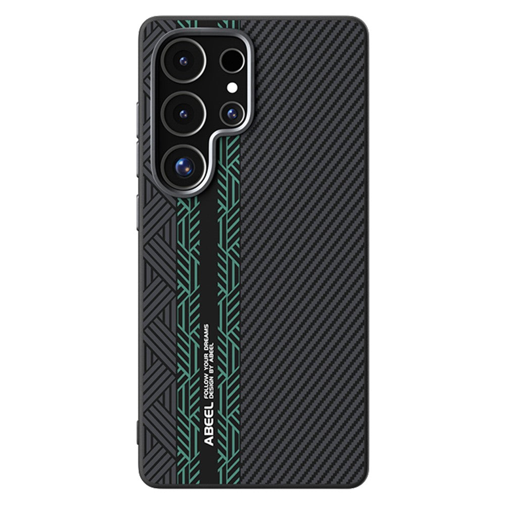 ABEEL Til Samsung Galaxy S25 Ultra Magnetisk Etui PC + TPU + Aluminiumslegering + PU Læder Slank Telefon Bagcover