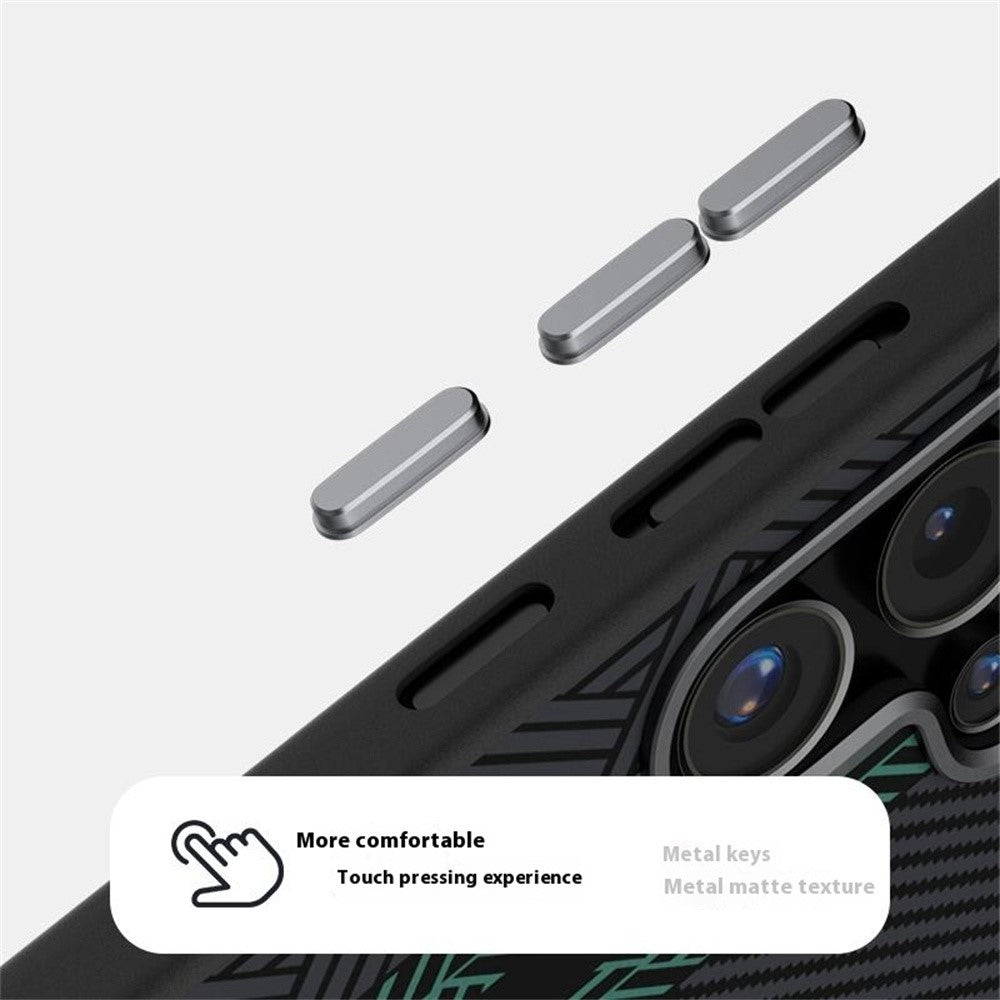 ABEEL För Samsung Galaxy S25 Ultra Magnetiskt Skal PC + TPU + Aluminiumlegering + PU Läder Slimmat mobilskal