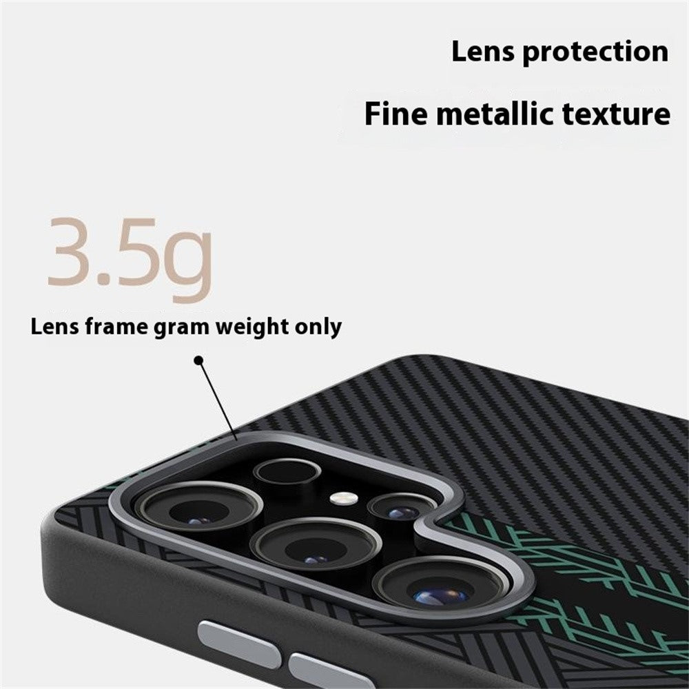 ABEEL För Samsung Galaxy S25 Ultra Magnetiskt Skal PC + TPU + Aluminiumlegering + PU Läder Slimmat mobilskal