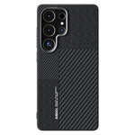 ABEEL För Samsung Galaxy S25 Ultra Magnetiskt Skal PC + TPU + Aluminiumlegering + PU Läder Slimmat mobilskal