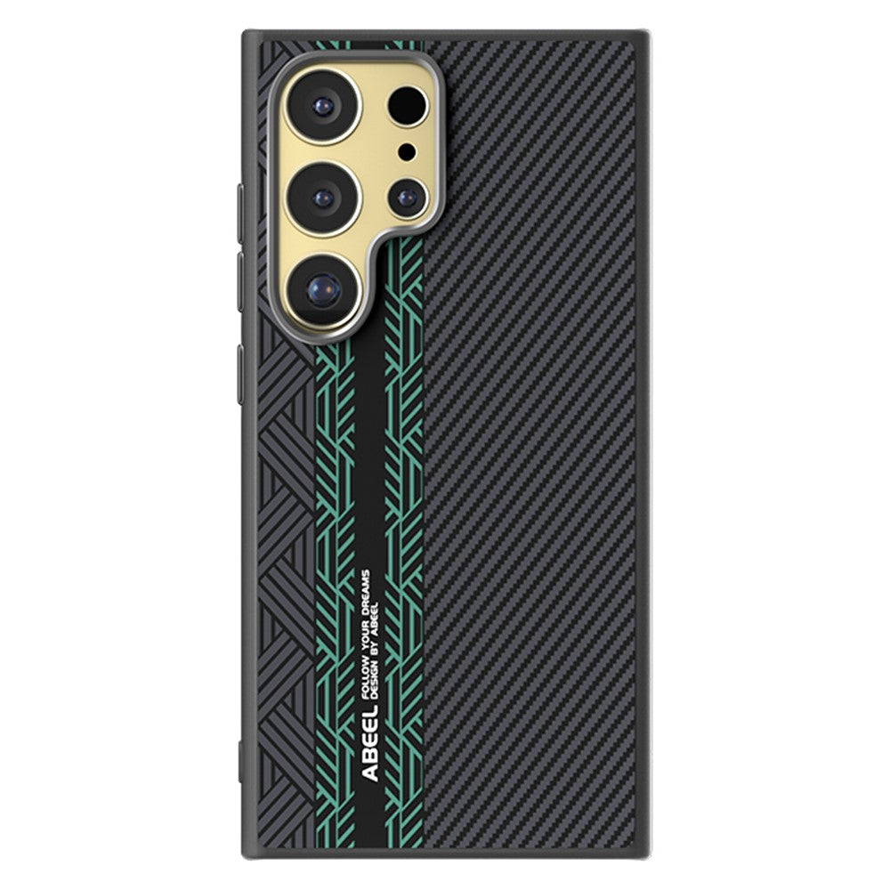 ABEEL Til Samsung Galaxy S24 Ultra Magnetisk Cover PC + TPU + Aluminiumslegering + PU Læder Slankt Telefonbagcover