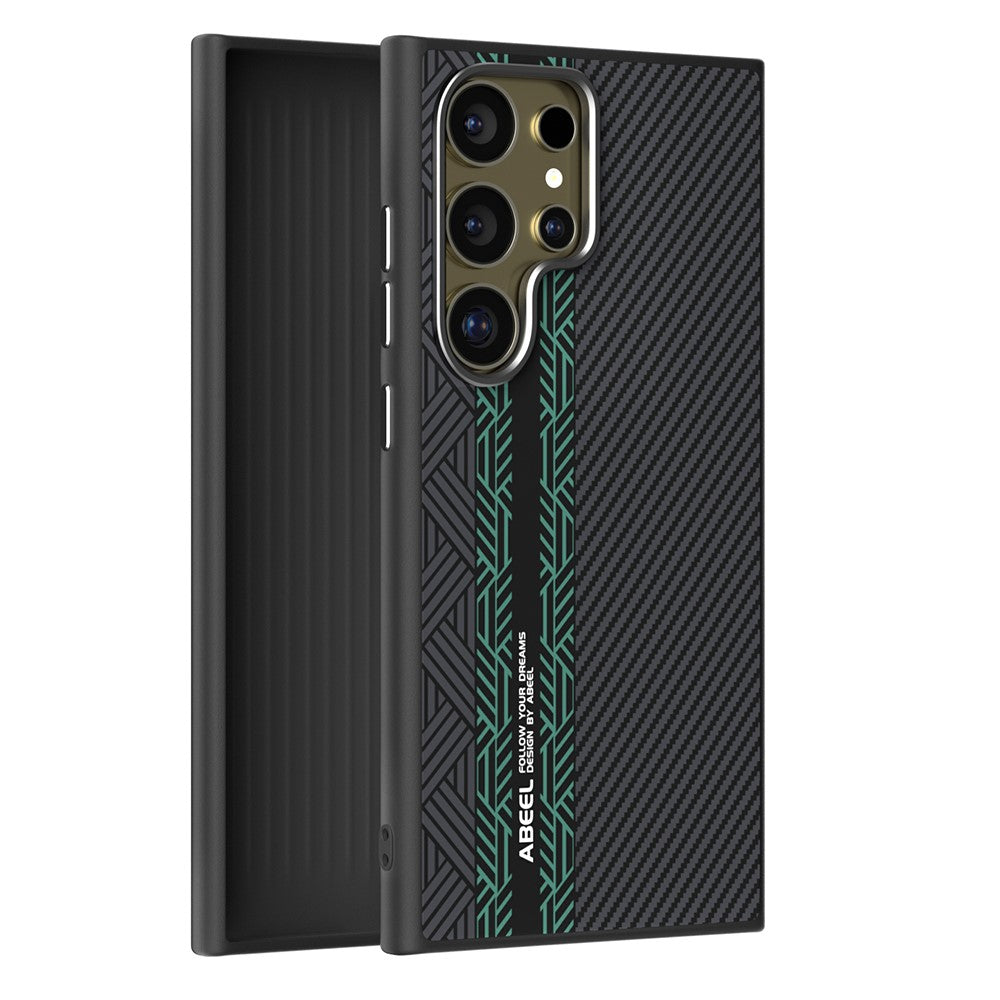 ABEEL slankt magnetisk cover til Samsung Galaxy S24 Ultra i PC + TPU + aluminiumslegering + PU-læder