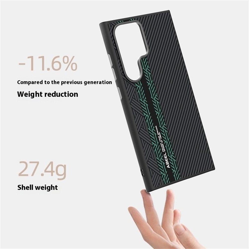 ABEEL slankt magnetisk cover til Samsung Galaxy S24 Ultra i PC + TPU + aluminiumslegering + PU-læder