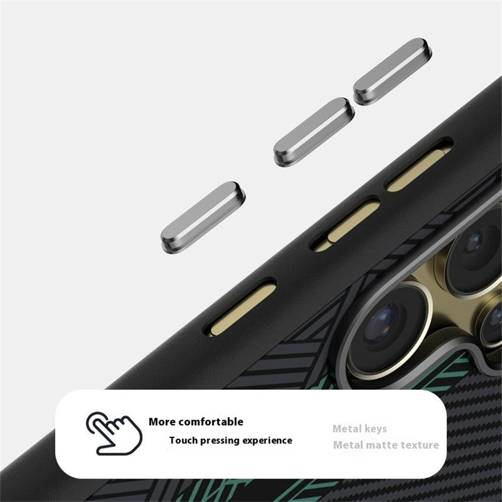 ABEEL slankt magnetisk cover til Samsung Galaxy S24 Ultra i PC + TPU + aluminiumslegering + PU-læder