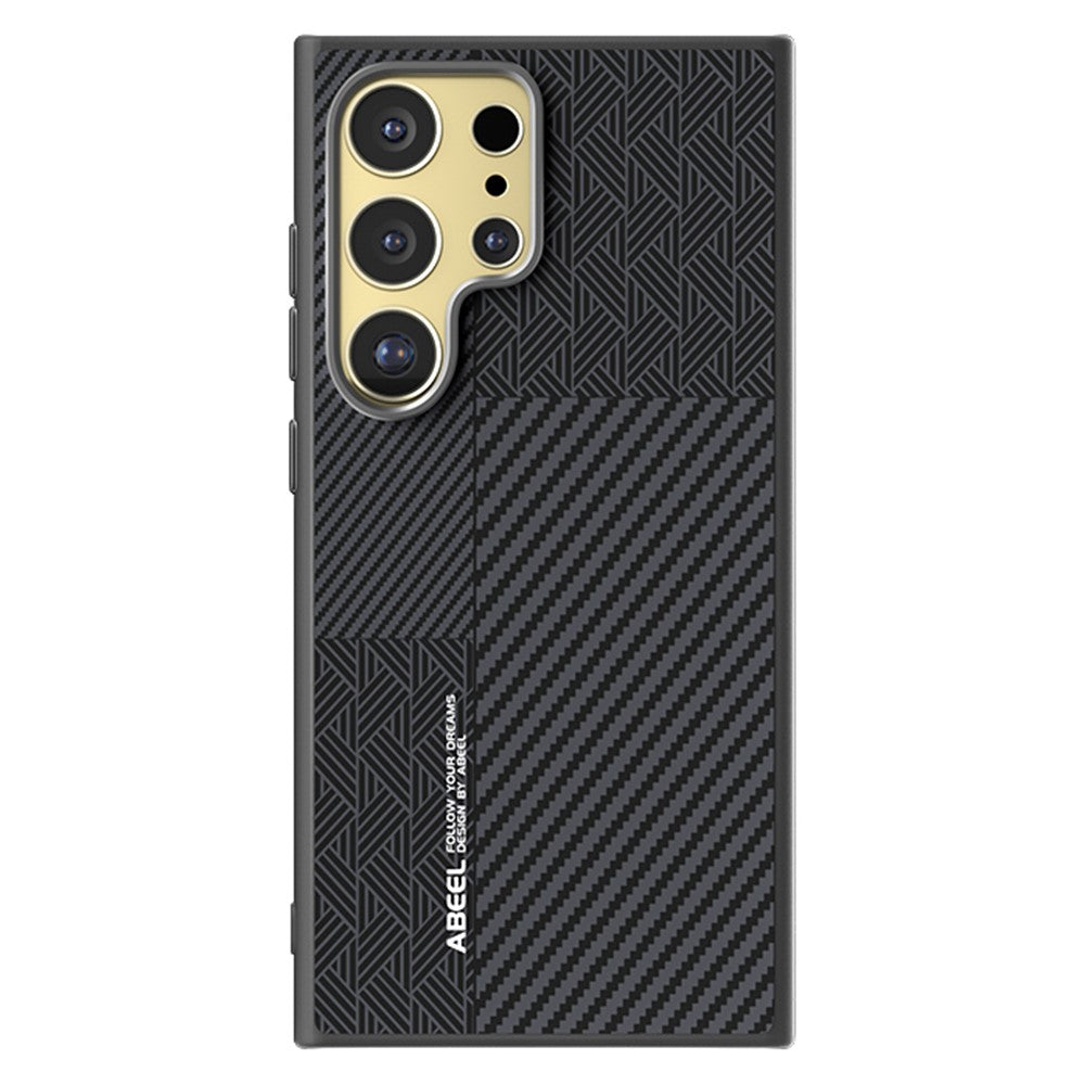 ABEEL slankt magnetisk cover til Samsung Galaxy S24 Ultra i PC + TPU + aluminiumslegering + PU-læder