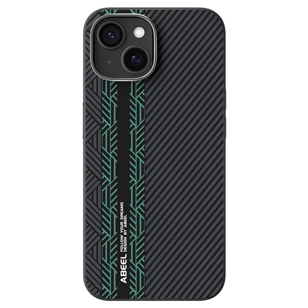 ABEEL For iPhone 15 Case PC + TPU + Aluminum Alloy + PU Leather Slim Phone Back Cover Compatible with MagSafe