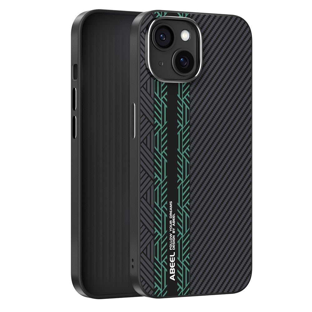 ABEEL For iPhone 15 Case PC + TPU + Aluminum Alloy + PU Leather Slim Phone Back Cover Compatible with MagSafe