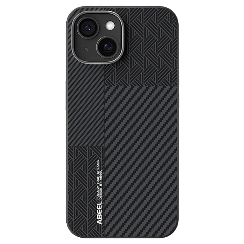 ABEEL For iPhone 15 Case PC + TPU + Aluminum Alloy + PU Leather Slim Phone Back Cover Compatible with MagSafe