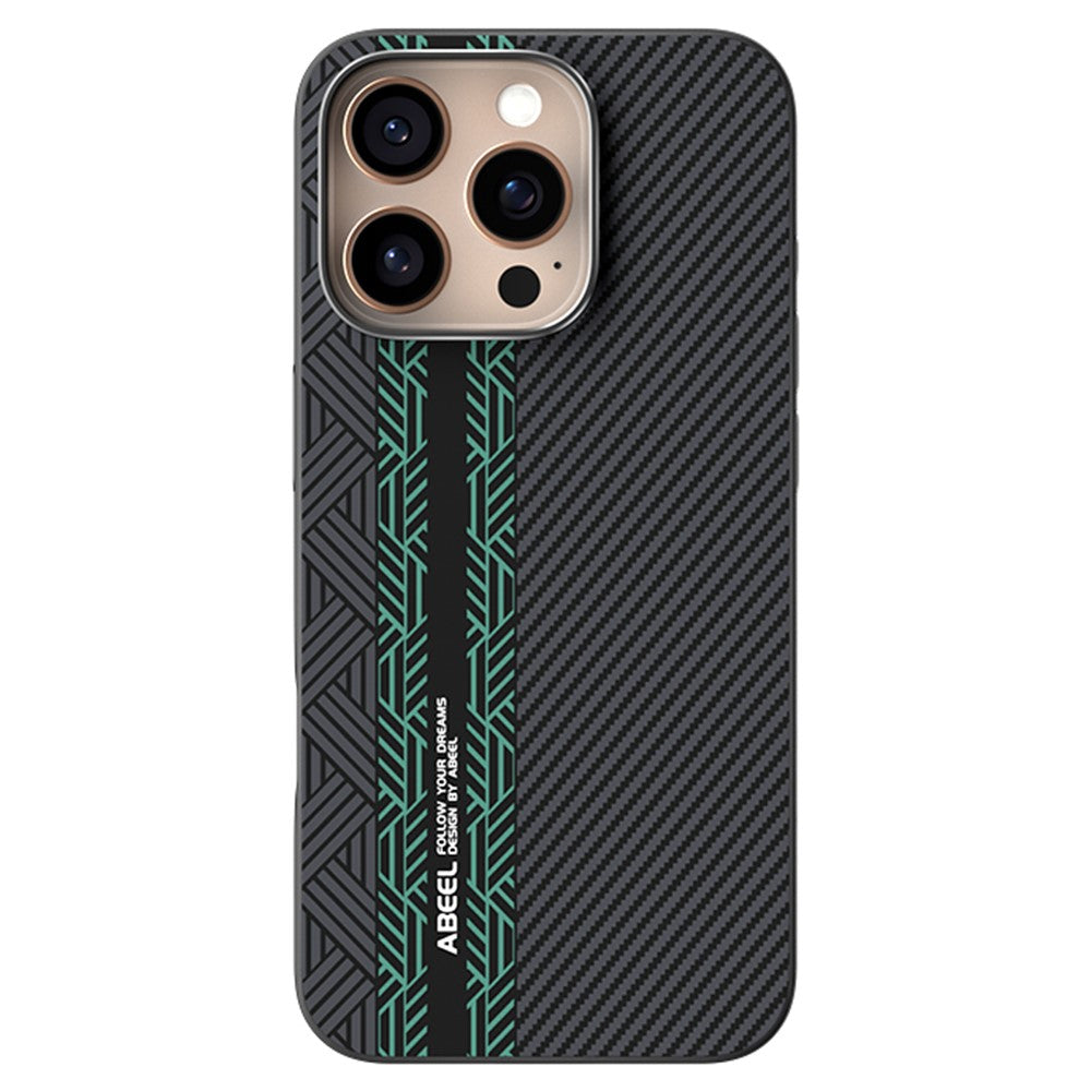 ABEEL For iPhone 16 Pro Case PC + TPU + Aluminum Alloy + PU Leather Slim Phone Back Cover Compatible with MagSafe