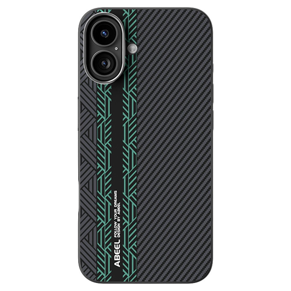 ABEEL For iPhone 16 Case PC + TPU + Aluminum Alloy + PU Leather Slim Phone Back Cover Compatible with MagSafe