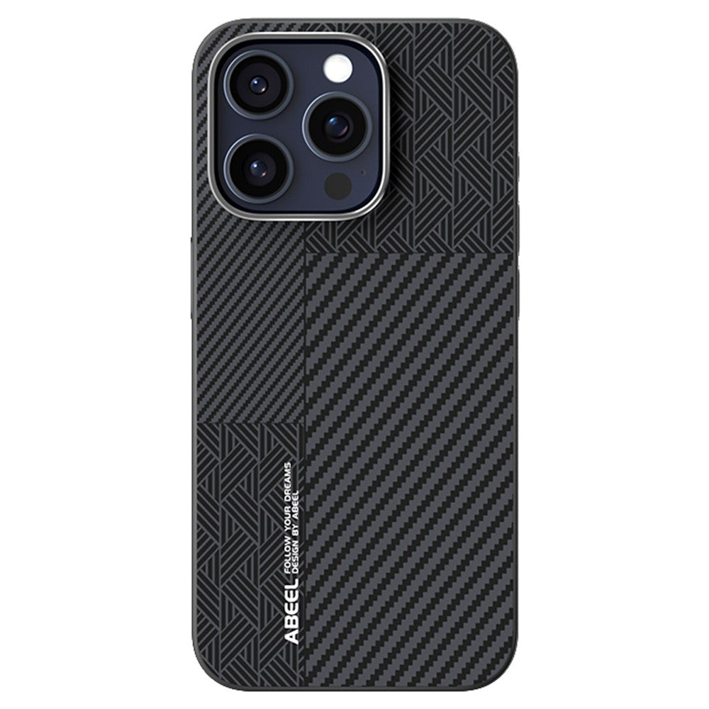 ABEEL For iPhone 15 Pro Max Case PC + TPU + Aluminum Alloy + PU Leather Slim Phone Back Cover Compatible with MagSafe