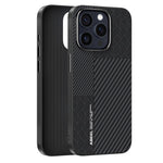 ABEEL For iPhone 15 Pro Max Case PC + TPU + Aluminum Alloy + PU Leather Slim Phone Back Cover Compatible with MagSafe