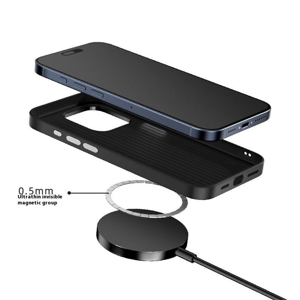 ABEEL For iPhone 15 Pro Max Case PC + TPU + Aluminum Alloy + PU Leather Slim Phone Back Cover Compatible with MagSafe