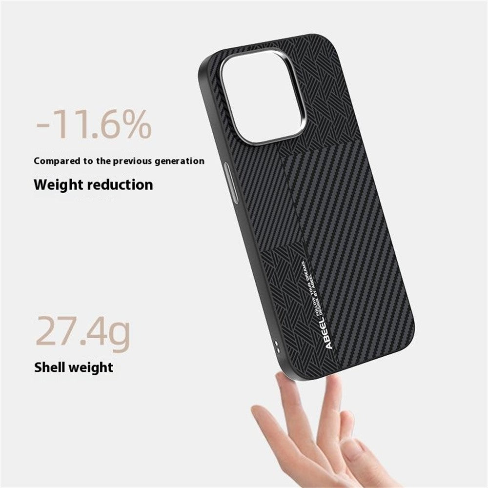 ABEEL For iPhone 15 Pro Max Case PC + TPU + Aluminum Alloy + PU Leather Slim Phone Back Cover Compatible with MagSafe
