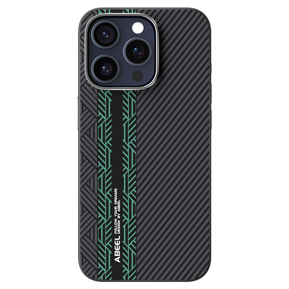 ABEEL For iPhone 15 Pro Max Case PC + TPU + Aluminum Alloy + PU Leather Slim Phone Back Cover Compatible with MagSafe