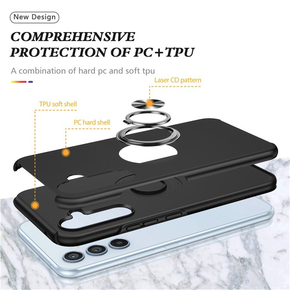 For Samsung Galaxy S25+ Case PC+TPU Phone Cover with Rotatable Ring Holder