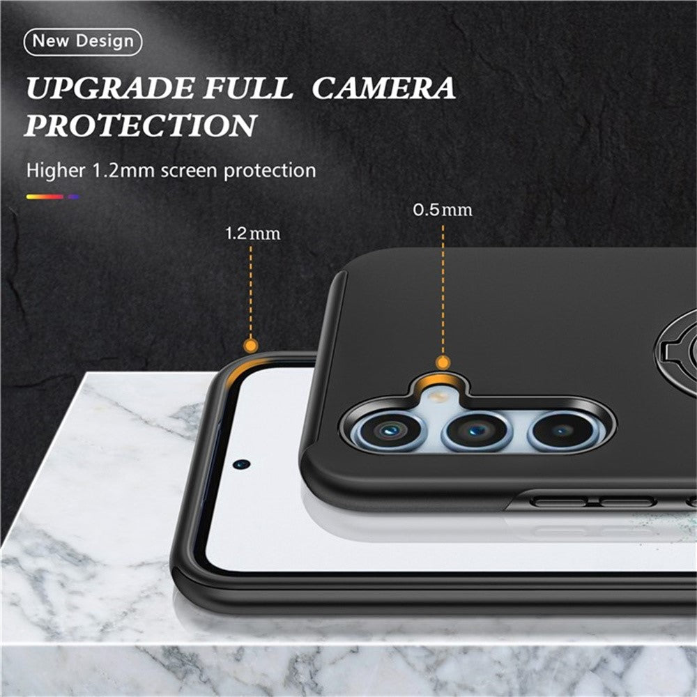 For Samsung Galaxy S25+ Case PC+TPU Phone Cover with Rotatable Ring Holder
