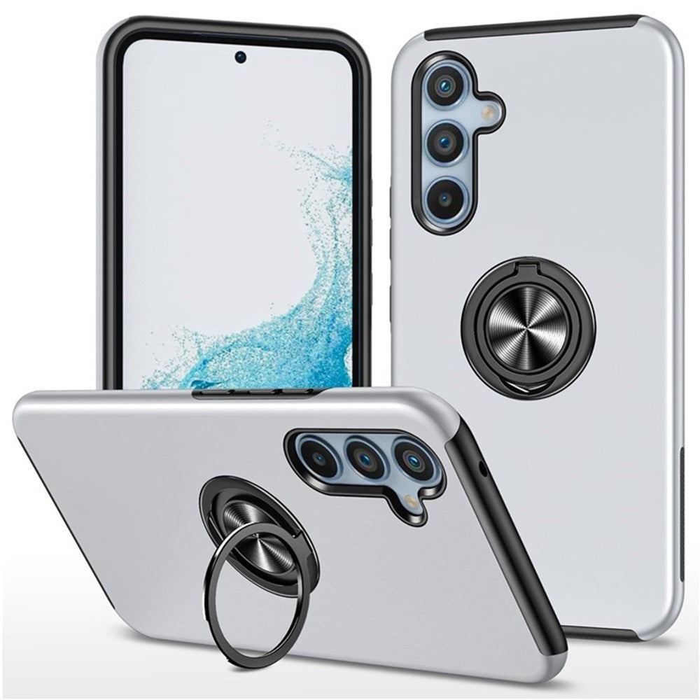 For Samsung Galaxy S25+ Case PC+TPU Phone Cover with Rotatable Ring Holder