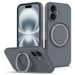 For iPhone 16 Plus Case Compatible with MagSafe Rotating Metal Kickstand PC + Silicone Phone Cover