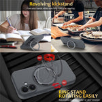 For iPhone 16 Plus Case Compatible with MagSafe Rotating Metal Kickstand PC + Silicone Phone Cover