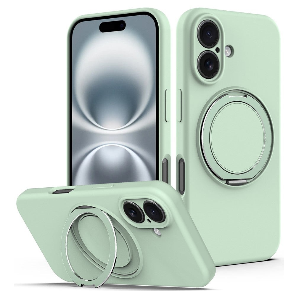 For iPhone 16 Plus Case Compatible with MagSafe Rotating Metal Kickstand PC + Silicone Phone Cover