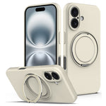 For iPhone 16 Plus Case Compatible with MagSafe Rotating Metal Kickstand PC + Silicone Phone Cover