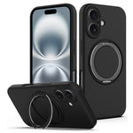 For iPhone 16 Plus Case Compatible with MagSafe Rotating Metal Kickstand PC + Silicone Phone Cover