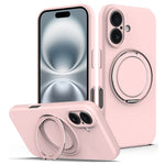 For iPhone 16 Plus Case Compatible with MagSafe Rotating Metal Kickstand PC + Silicone Phone Cover
