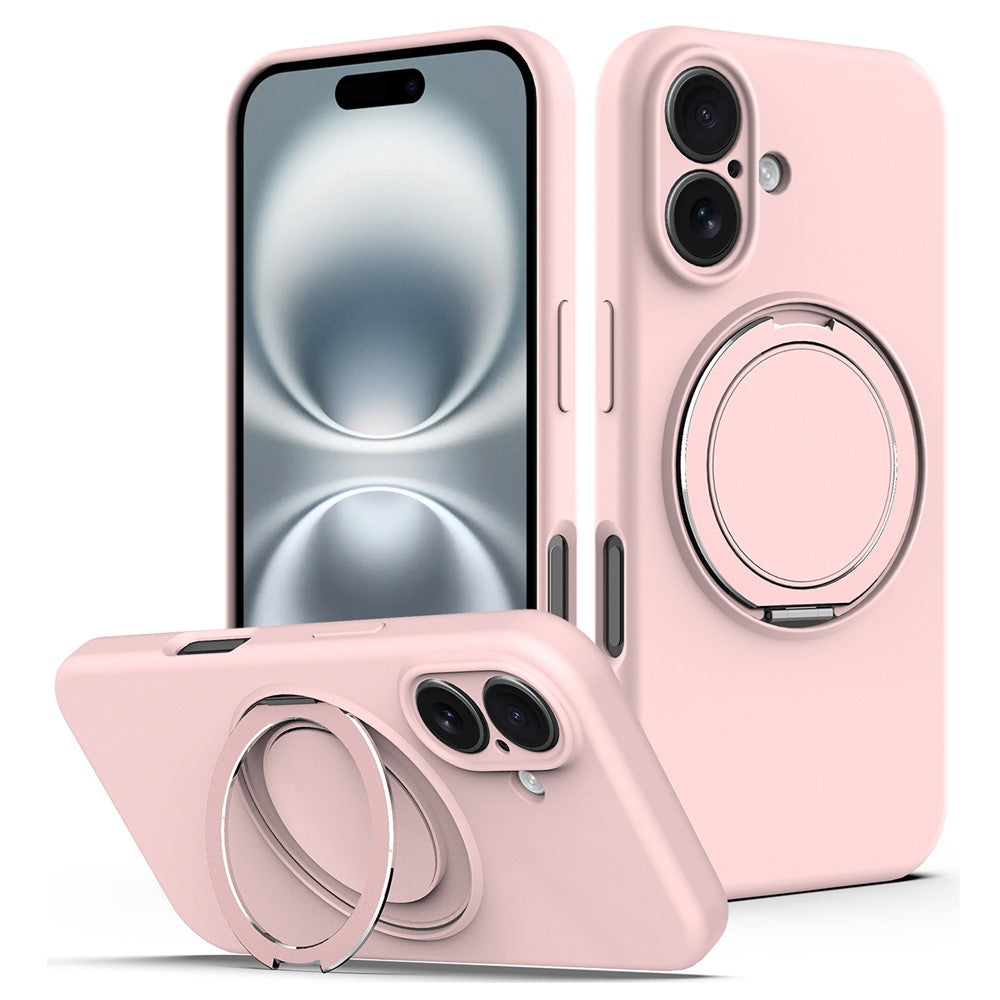 For iPhone 16 Plus Case Compatible with MagSafe Rotating Metal Kickstand PC + Silicone Phone Cover